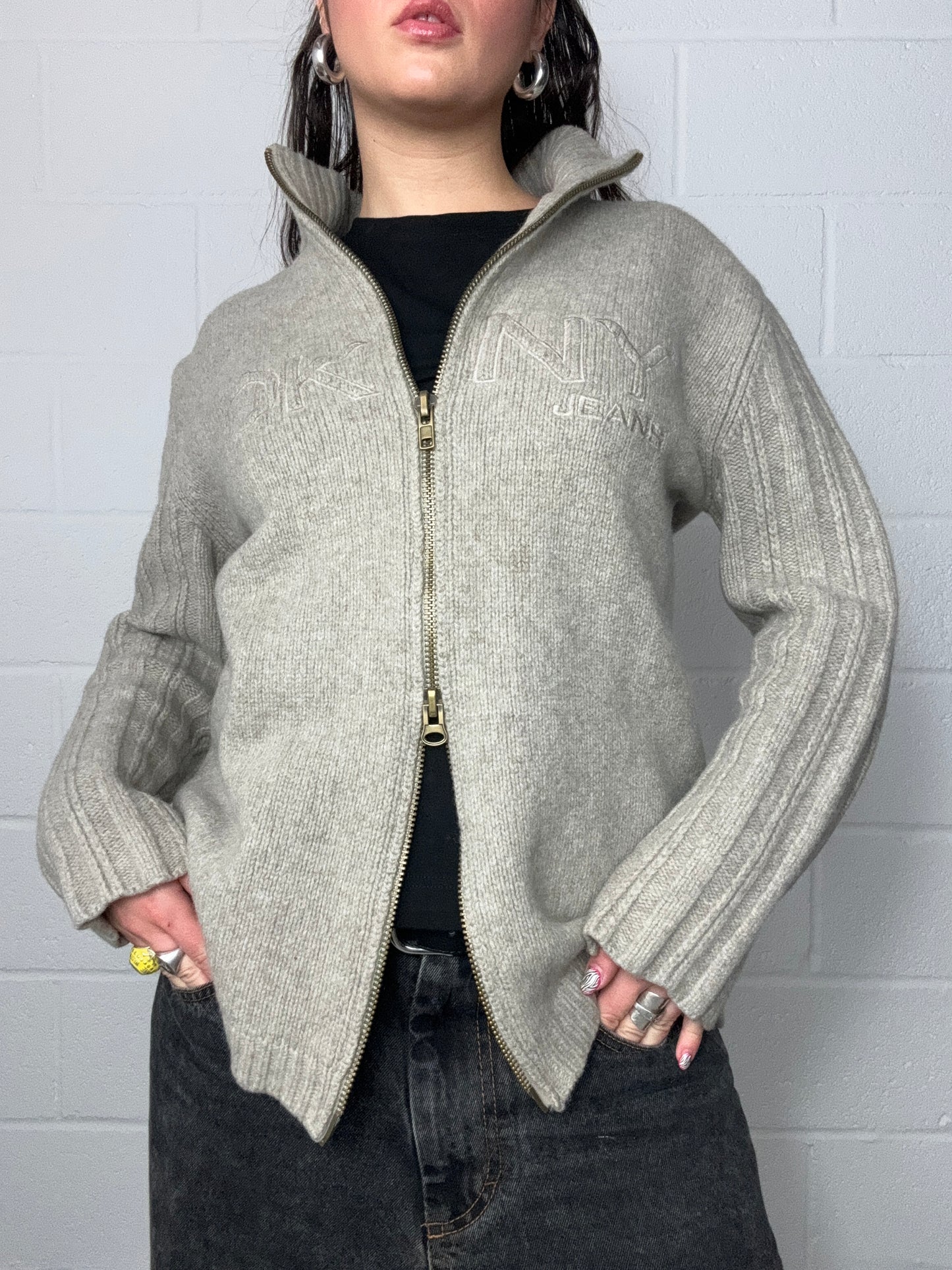 DKNY Wool Double Zip Jumper