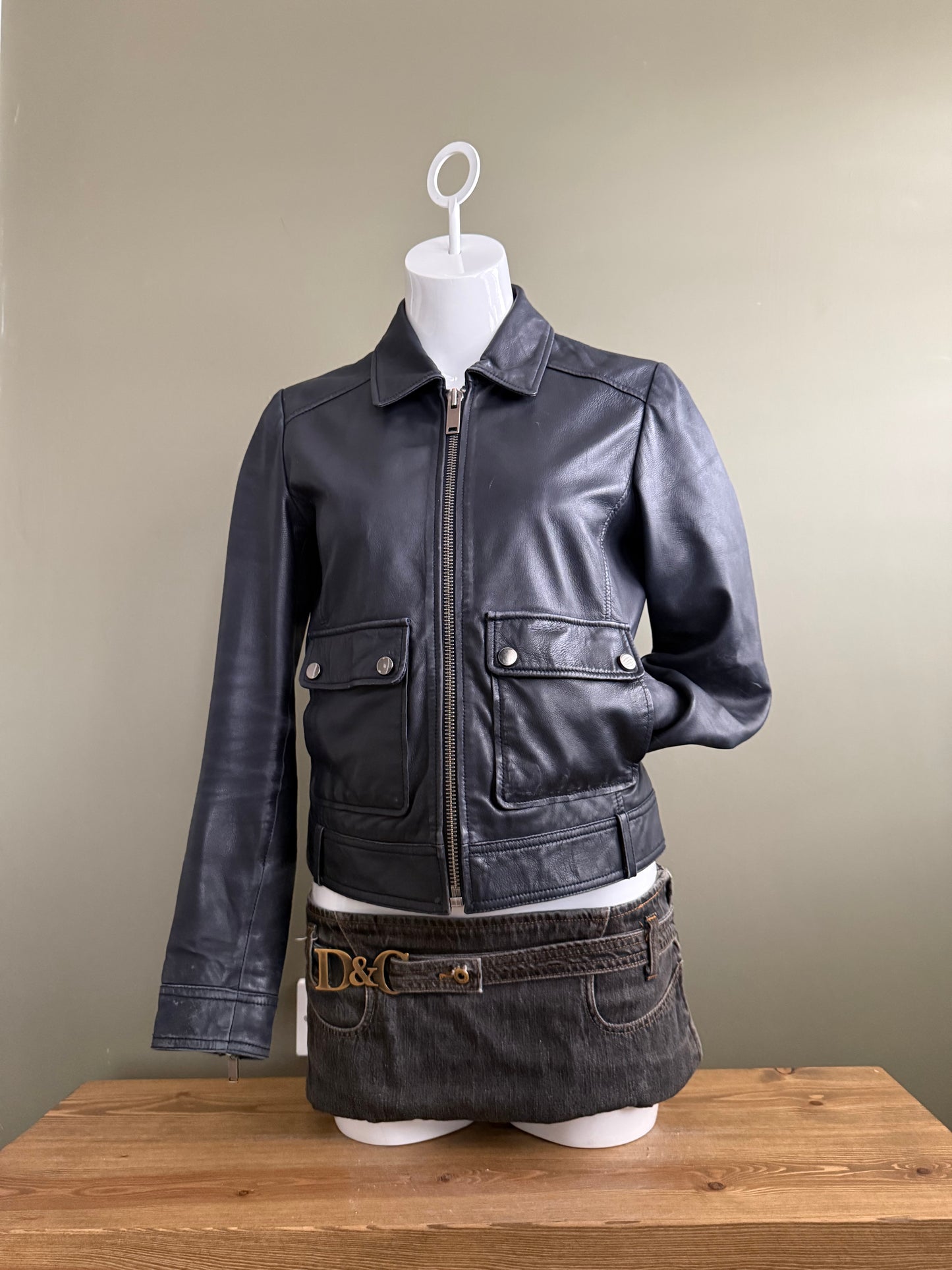 Leather Fitted Jacket (UK10)