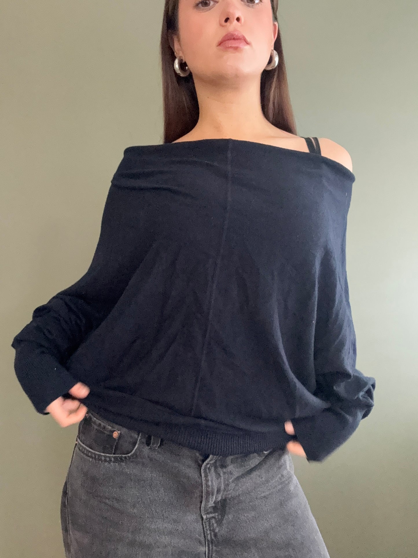 Navy Allsaints Batwing Jumper (L)