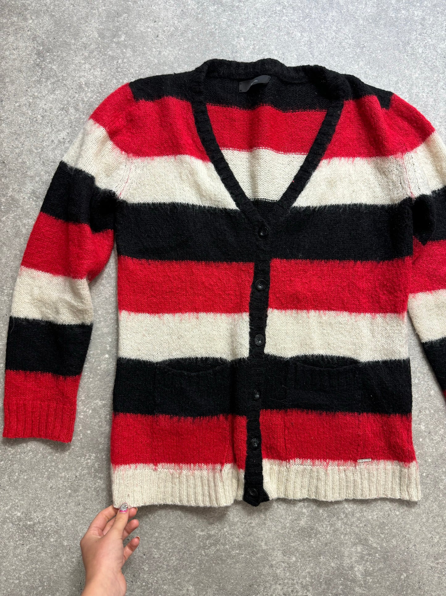 Diesel Mohair Knit Striped Cardigan