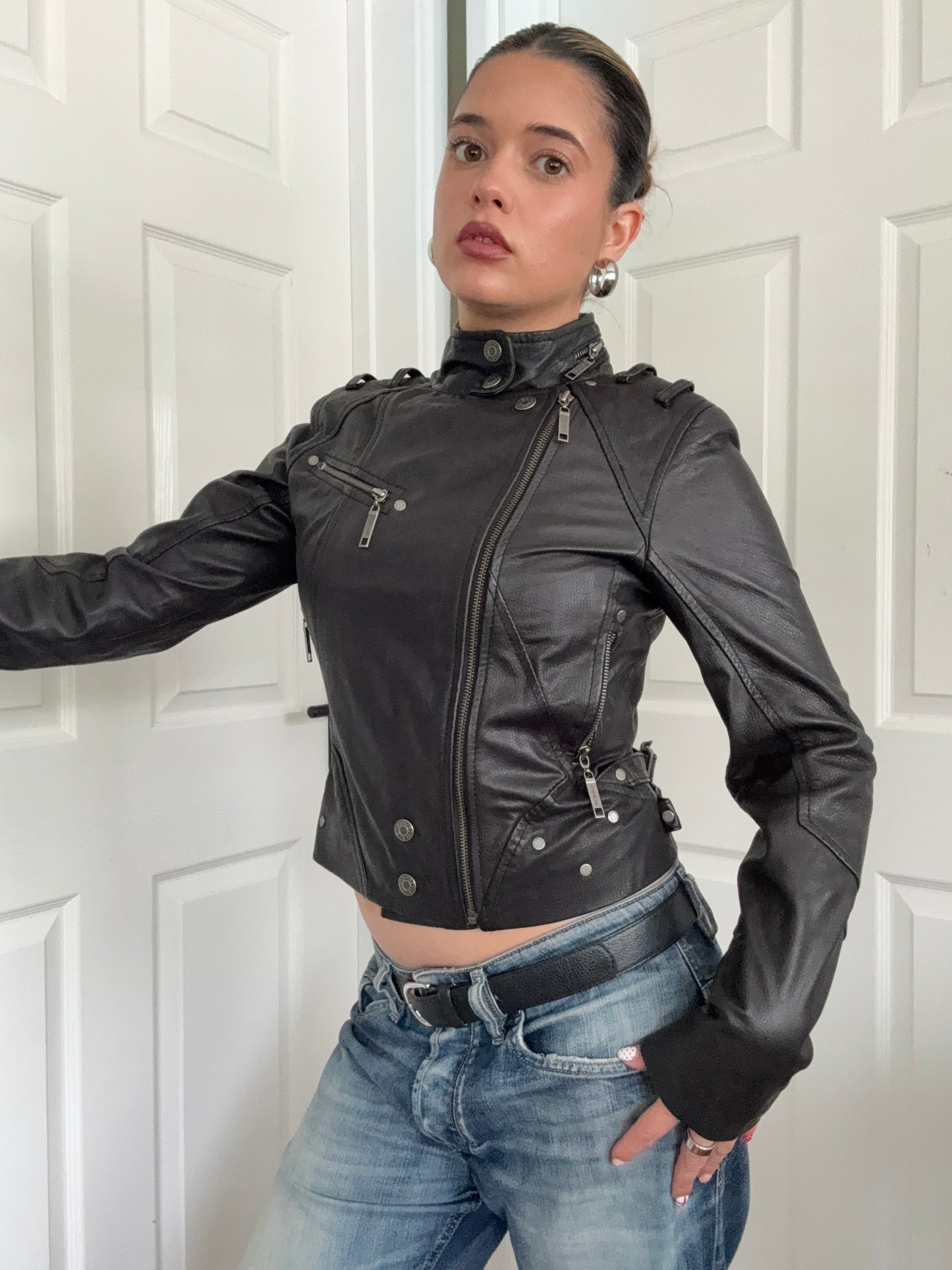 Leather Biker Jacket (UK10)