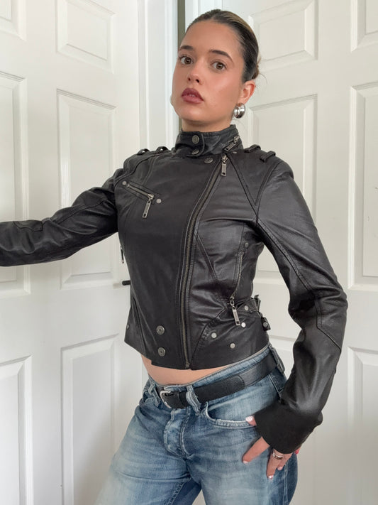 Leather Biker Jacket (UK10)