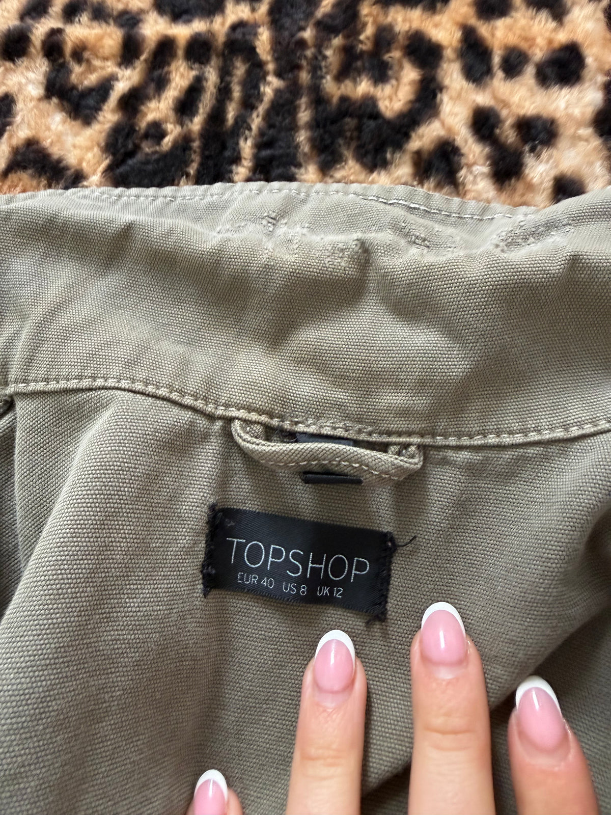 Khaki Y2K Cropped Utility Jacket (UK12)
