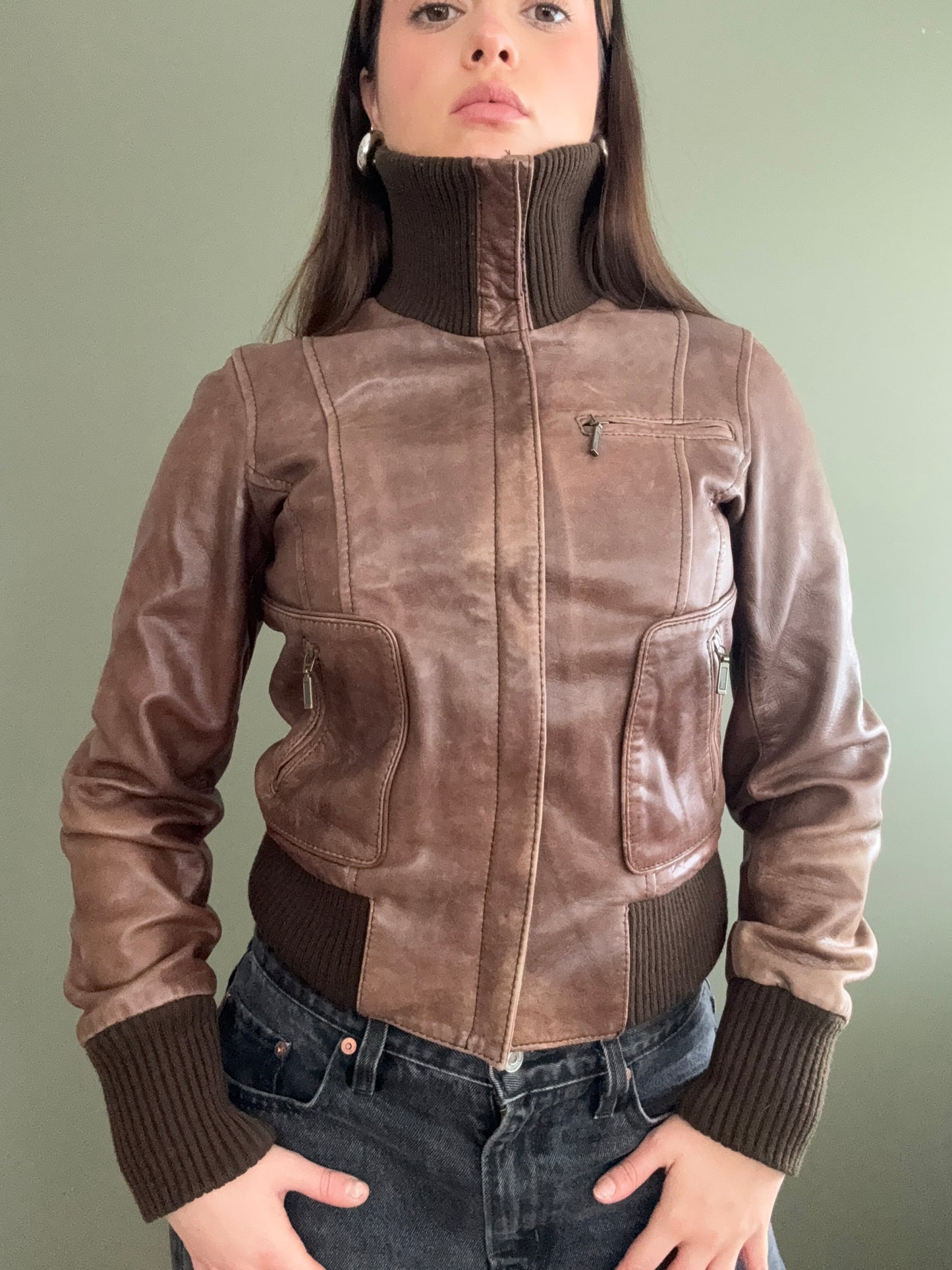 Oasis Brown Leather Jacket