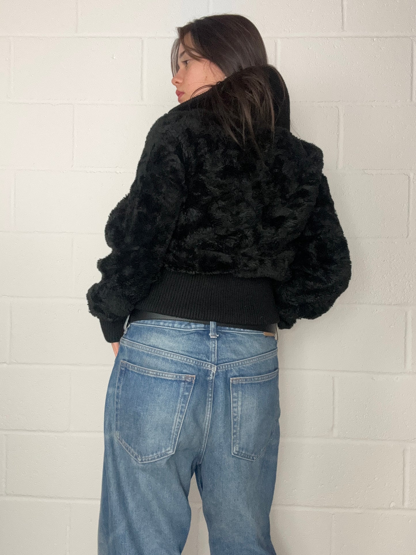 Black 00s Faux Fur Jacket