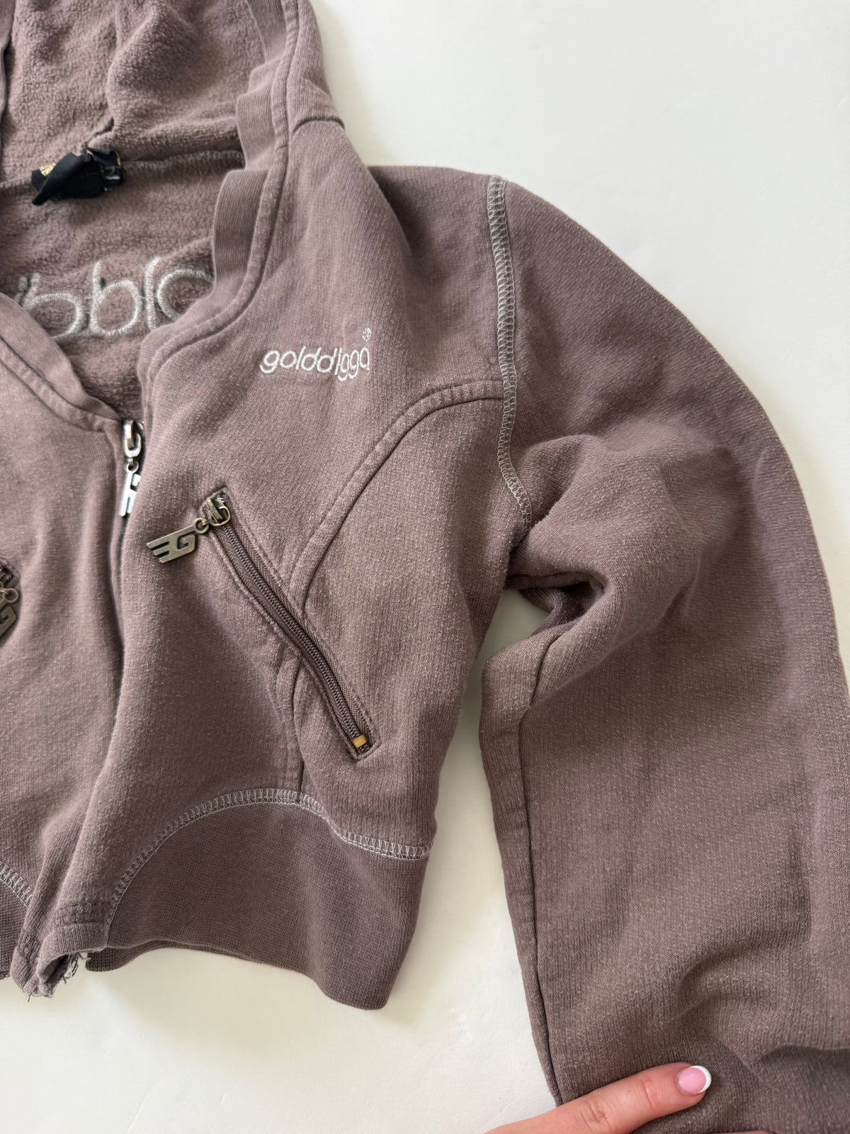 Golddigga Ultra Cropped Zip Hoodie (M)