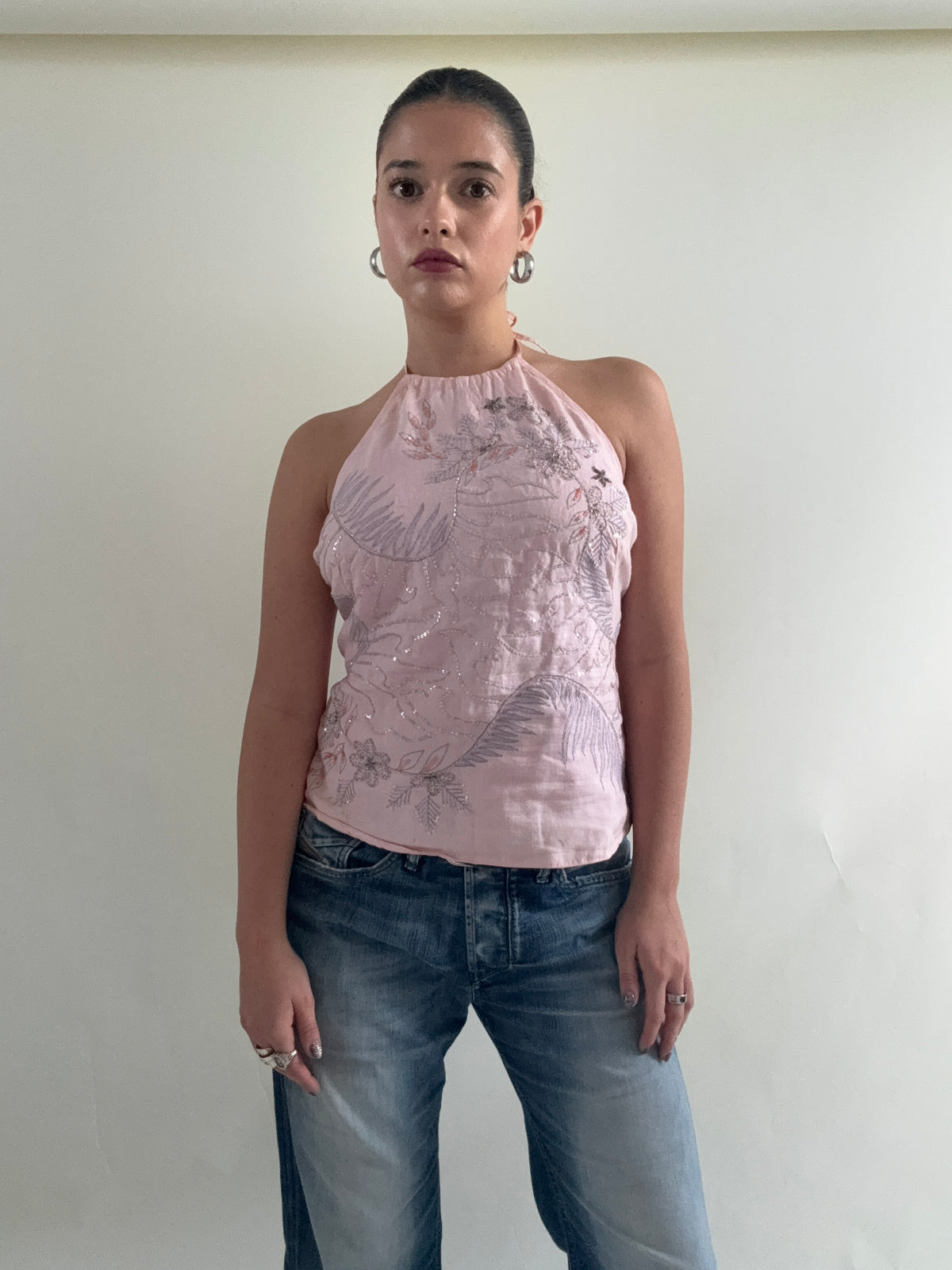 French Connection Sequin Halter-neck Top (UK12)