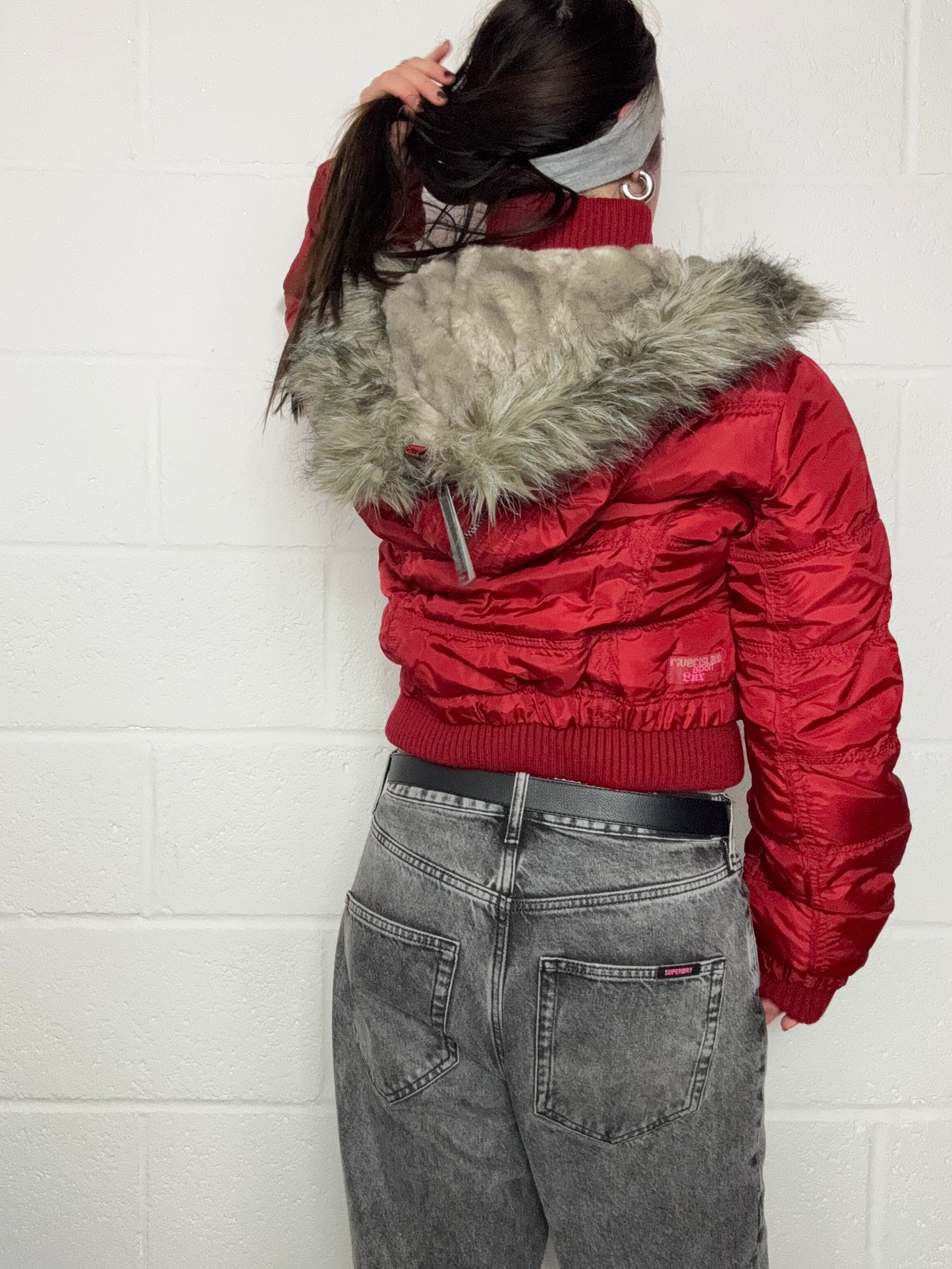 Red Y2K Puffer Jacket (UK14)