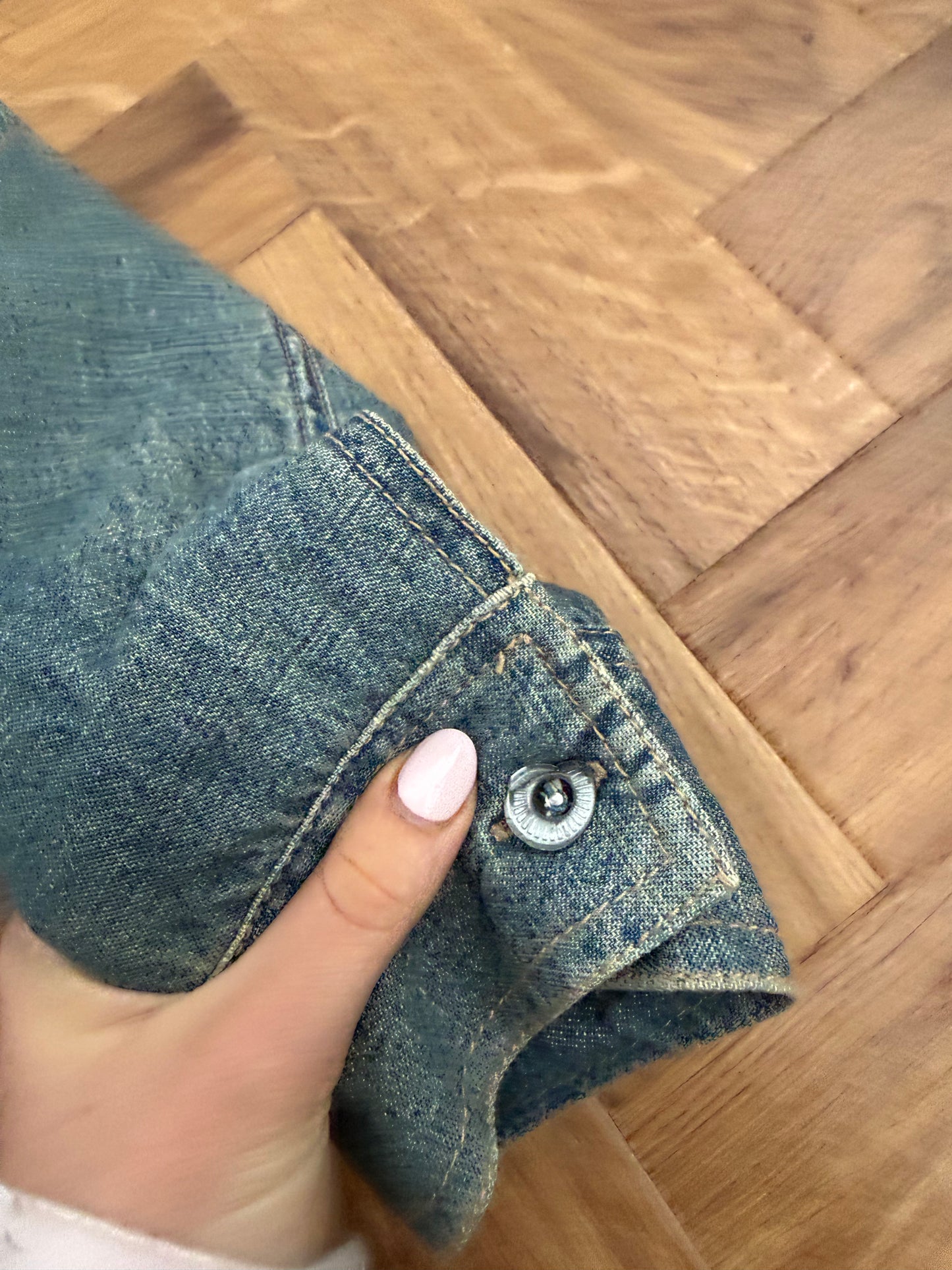 Denim Faux Fur Jacket (UK8)