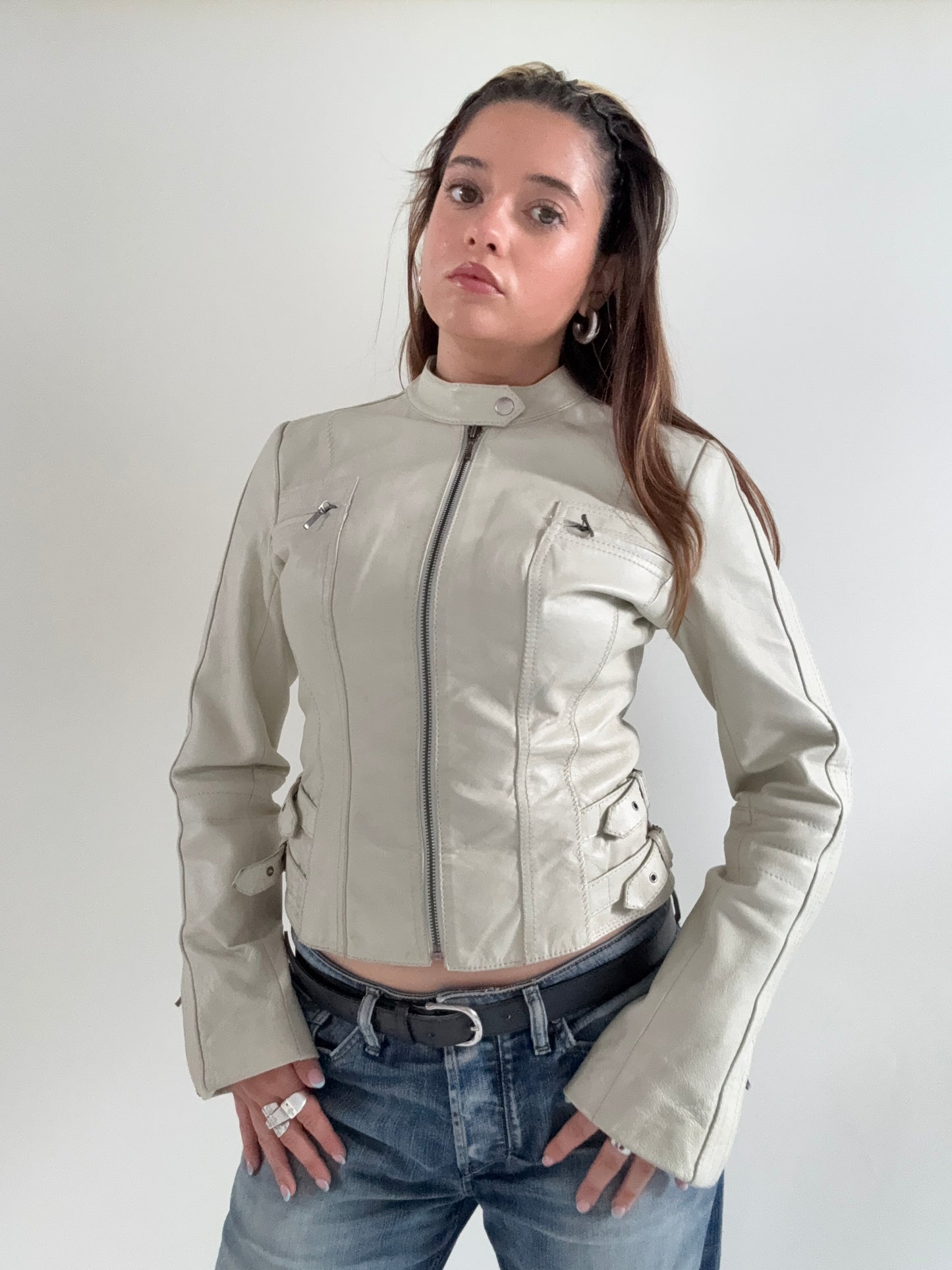 Buckle Leather Jacket (UK6)