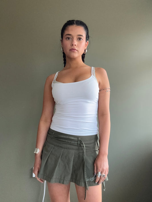 Khaki Mini Pleated Skirt (S)