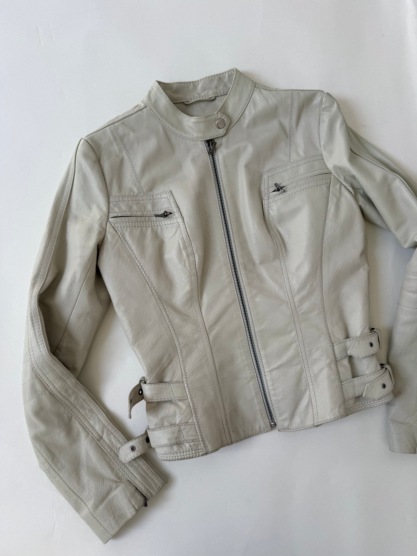 Buckle Leather Jacket (UK6)