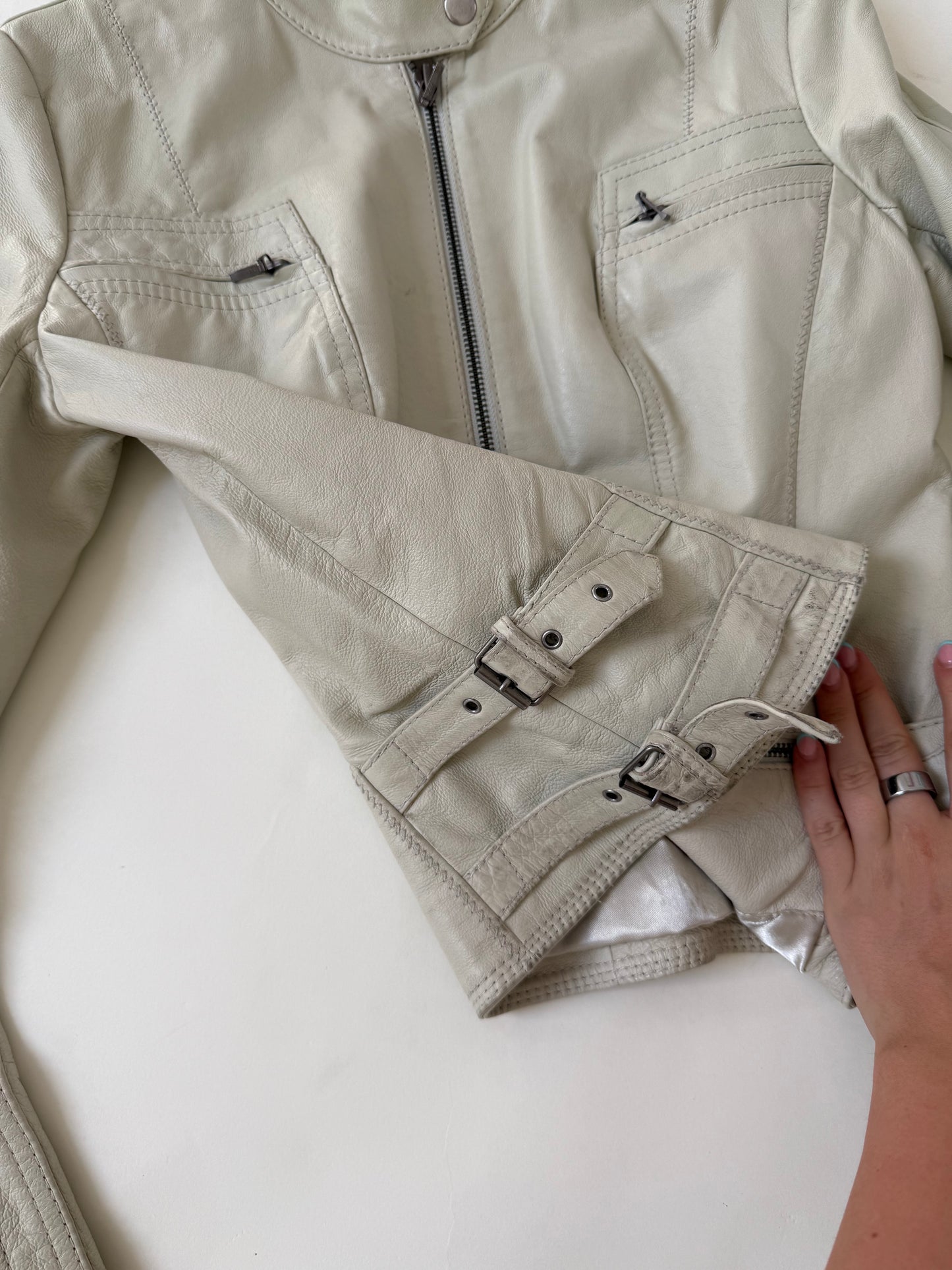 Buckle Leather Jacket (UK6)