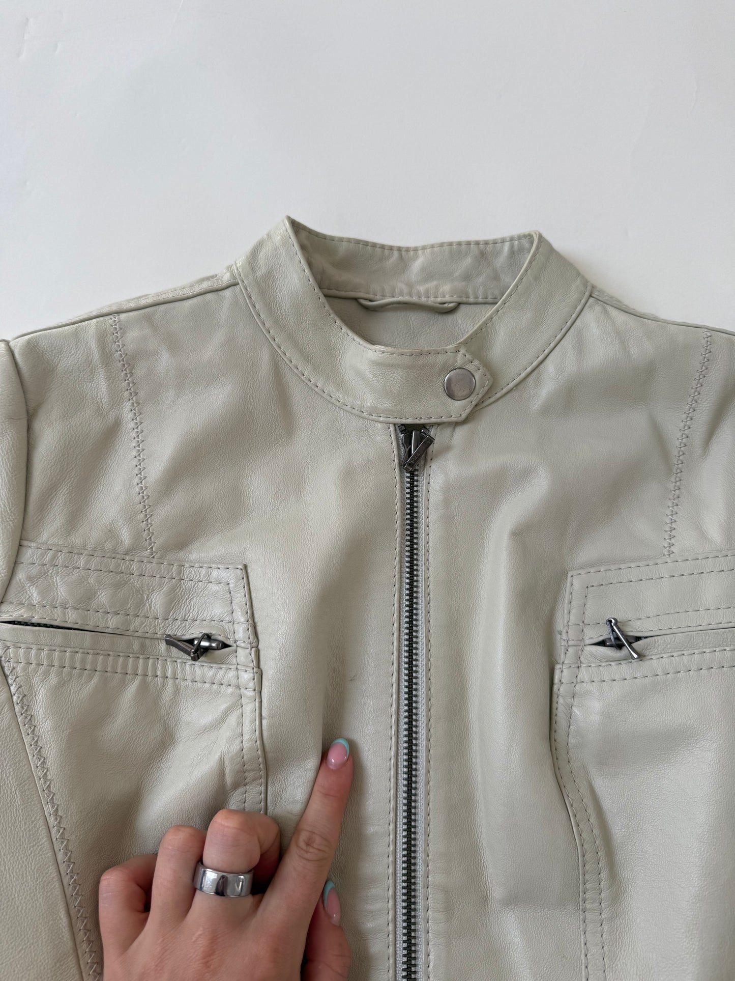 Buckle Leather Jacket (UK6)