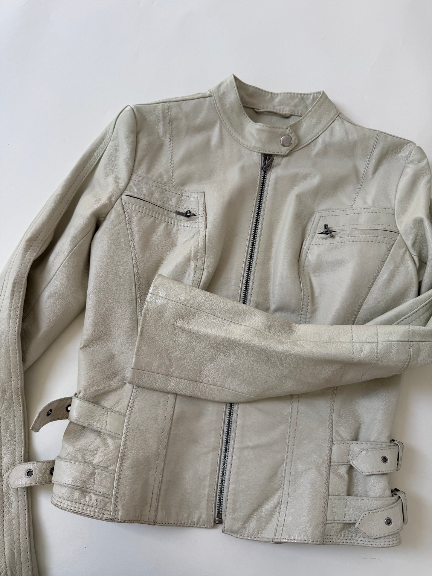 Buckle Leather Jacket (UK6)