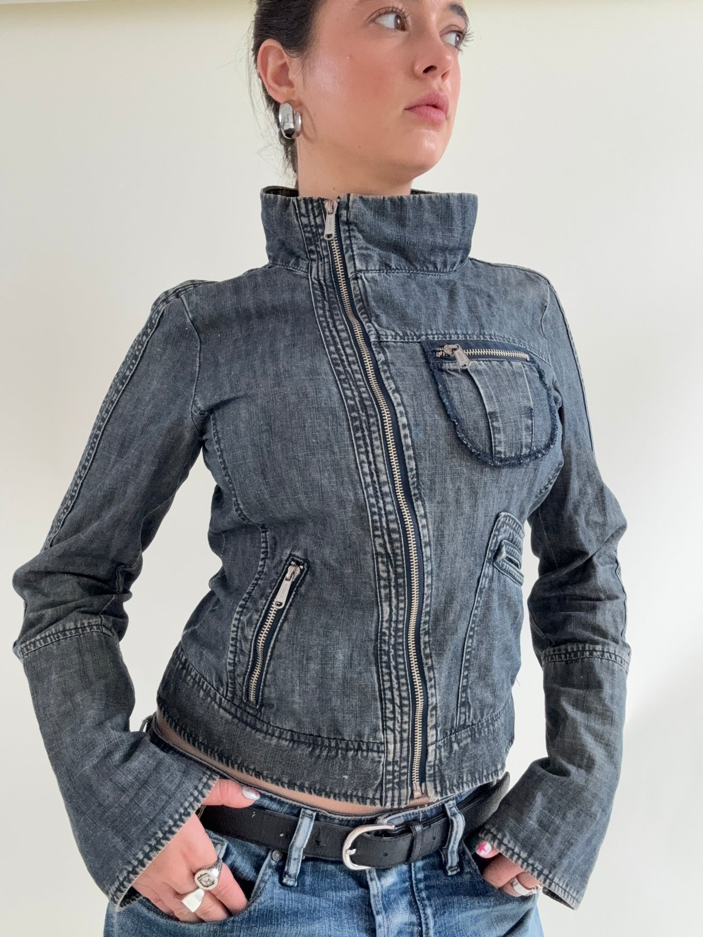 Denim Asymmetric Jacket (M)