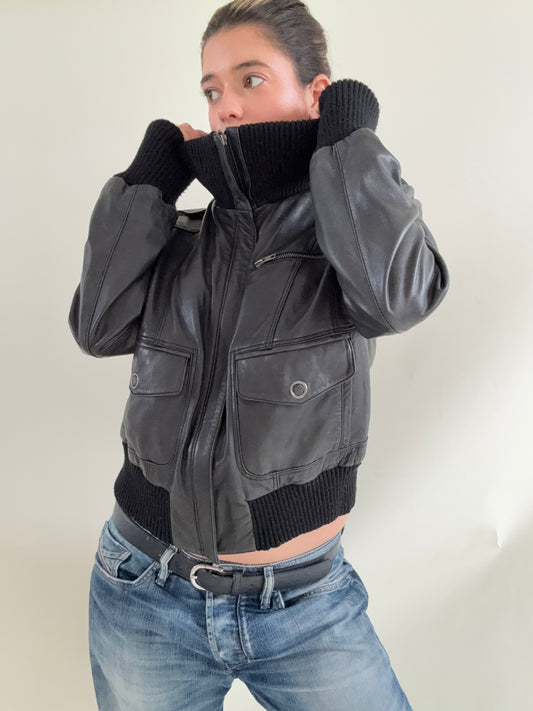 Oasis Leather Cargo Jacket (UK16)