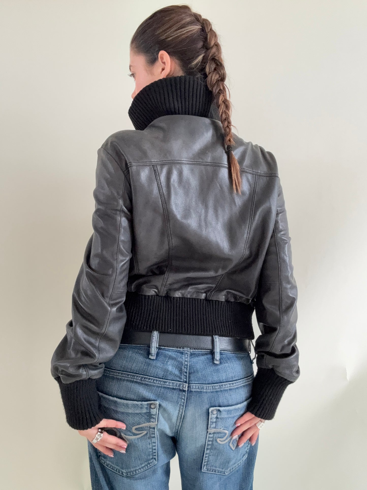 Oasis Leather Cargo Jacket (UK16)