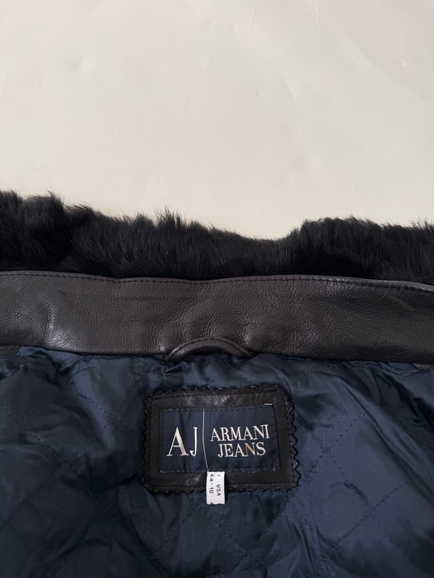 Armani Jeans Leather Bomber Jacket (UK14)