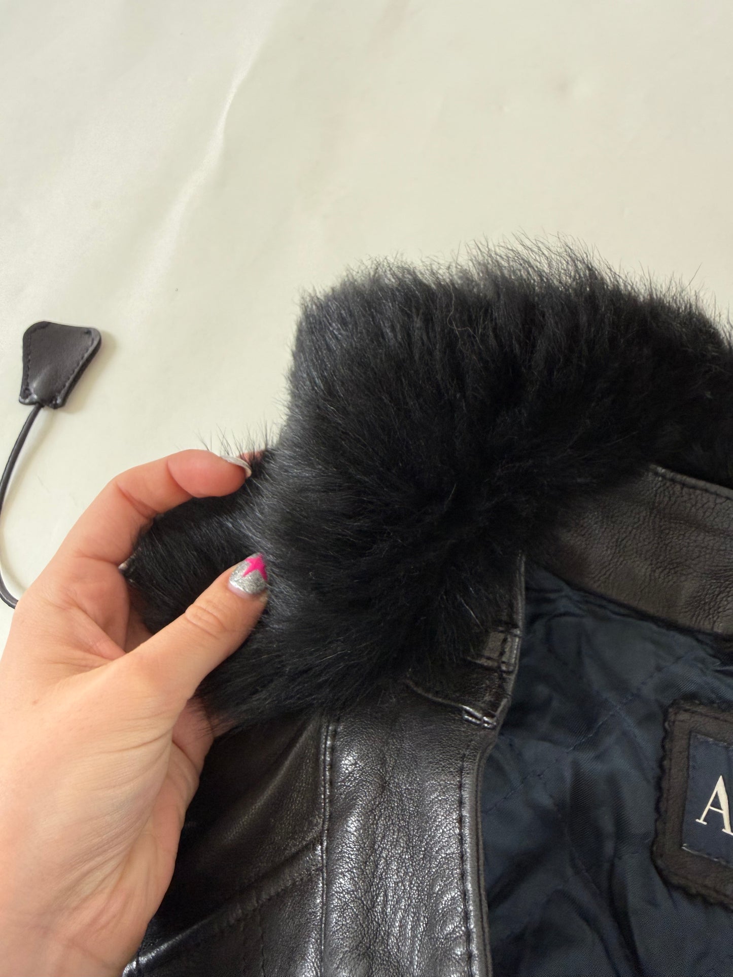 Armani Jeans Leather Bomber Jacket (UK14)