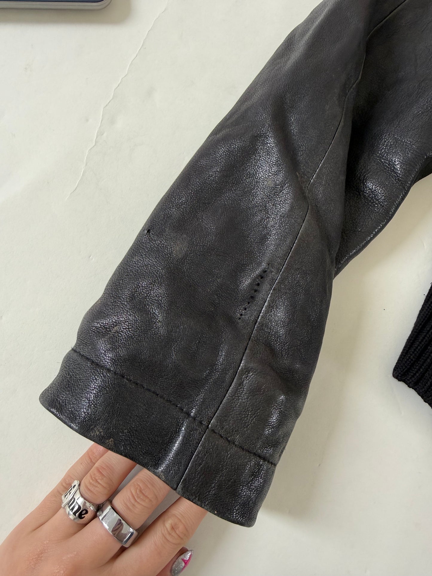 Armani Jeans Leather Bomber Jacket (UK14)